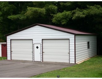 2-Car Garage | Vertical Roof | 24W x 31L x 9H | Metal Garage