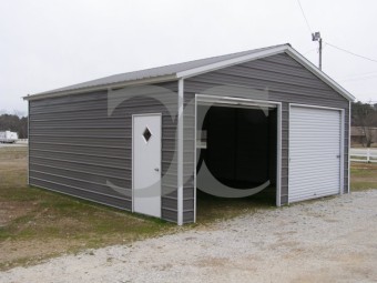 2-Car Garage | Vertical Roof | 20W x 21L x 9H | Metal Garage