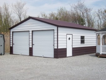 Metal Garage | Vertical Roof | 22W x 26L x 9H |  2-Car Garage