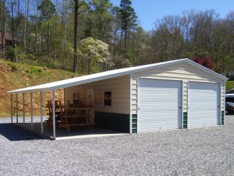 Metal Garage with Lean-to | Vertical Roof | 18W x 26L x 9H