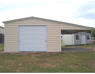 Metal Garage with Lean-to | Vertical Roof | 40W x 26L x 10H/7H | 2-Car