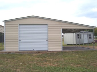 Metal Garage with Lean-to | Vertical Roof | 40W x 26L x 10H | 2-Car