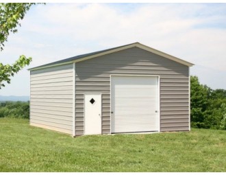 One Car Garage | Vertical Roof | 20W x 26L x 11H |  Metal Garage