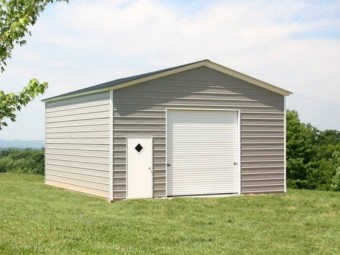 One Car Garage | Vertical Roof | 20W x 26L x 11H |  Metal Garage