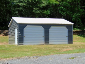 Side Entry Metal Garage | Vertical Roof | 20W x 26L x 9H |  2-Bay