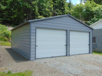 2-Car Garage | Vertical Roof | 24W x 31L x 9H | Metal Garage